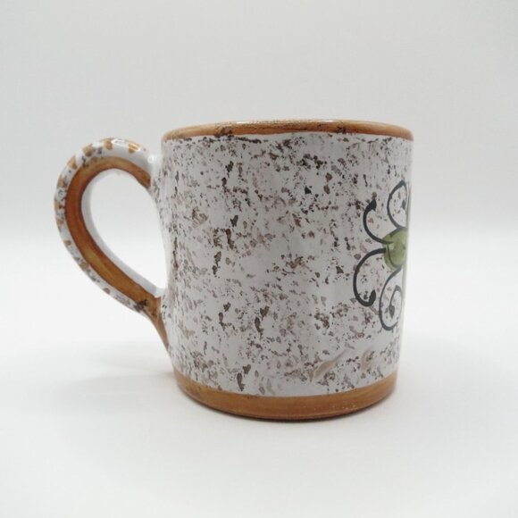 Demitasse Set F.I.C. Deruta Italy Cups Tray Majolica Floral Terracotta Tin Glaze - Picture 5 of 16